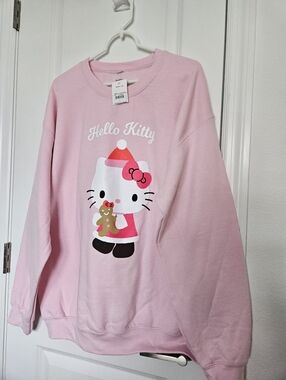 NWT Hello Kitty Pink Graphic Holiday Sweatshirt Size Large